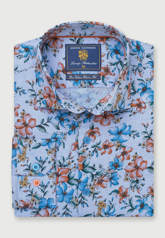 Blue Floral Pure Cotton Shirt